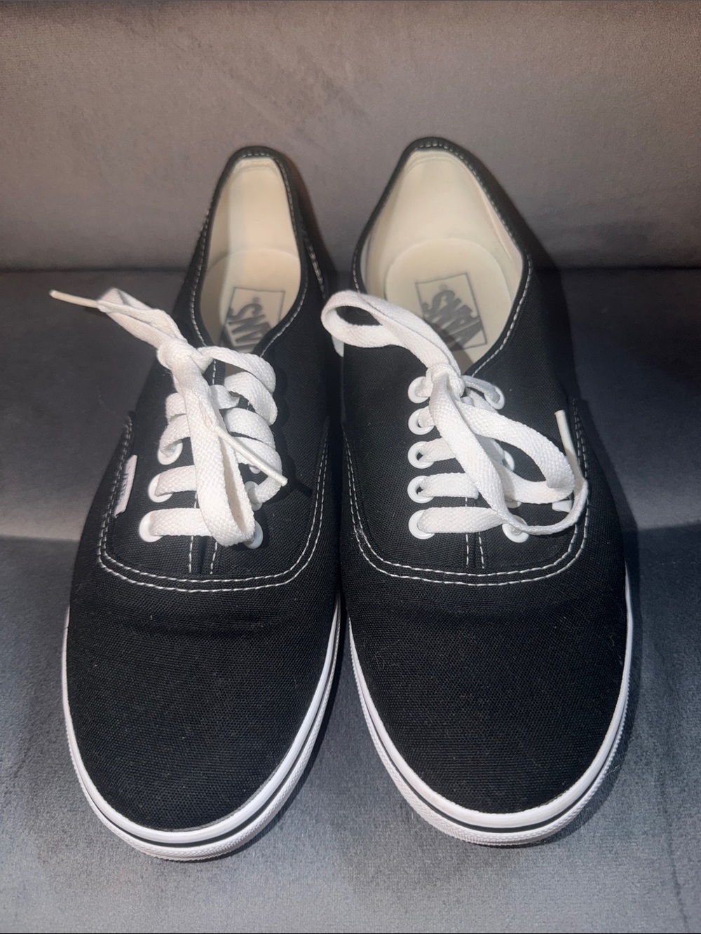 Vans Black Canvas Sneakers with White Laces Men’s Size 7.5/Women’s Size 9